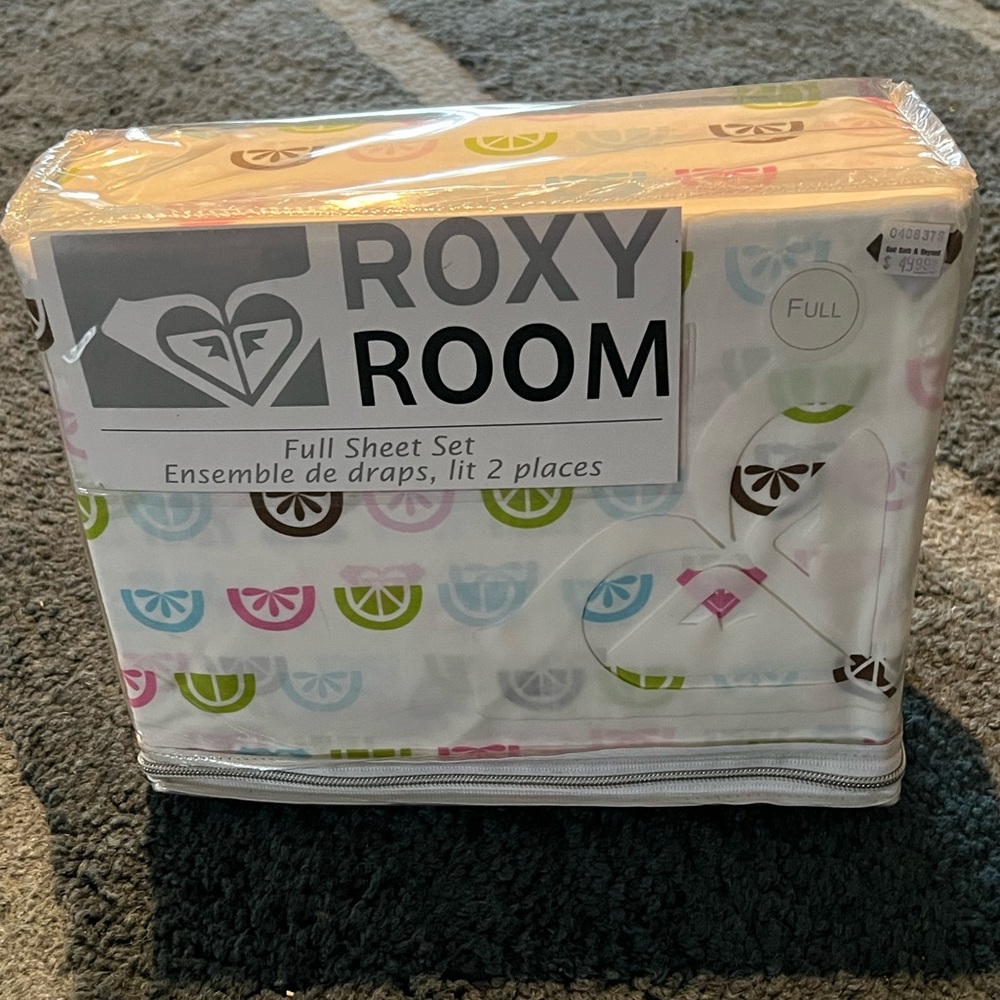 Roxy Room Full Sheet Set - White with Colorful Patterns